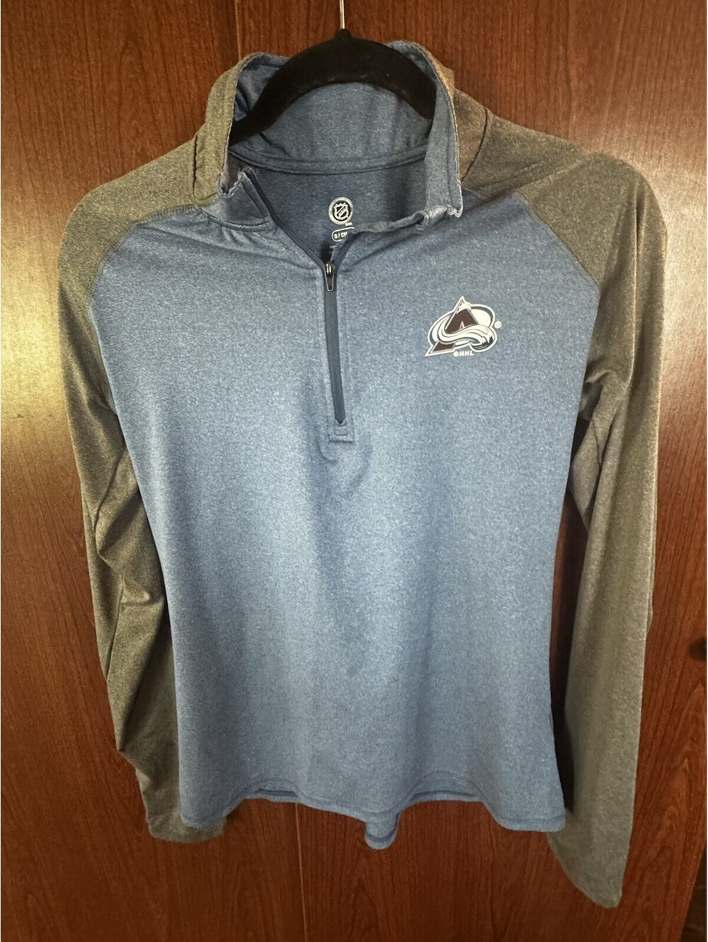 Colorado Avalanche NHL Adult S 1/4 Zip Pullover Blue Gray Performance Shirt